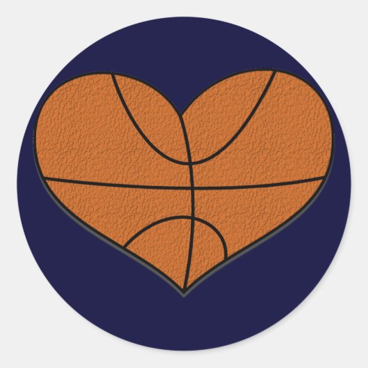Rond Sticker Coeur de basket-ball (Devant)