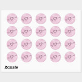 Rond Sticker Coeur De Mariage De Plage (Rose) (Feuille)