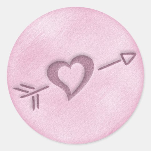 Rond Sticker Coeur De Mariage De Plage (Rose) (Devant)