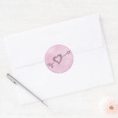 Rond Sticker Coeur De Mariage De Plage (Rose) (Enveloppe)