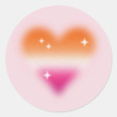 Rond Sticker Coeur Drapeau Lesbien (Devant)