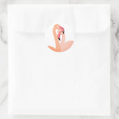 Rond Sticker Coeur Flamant rose rose, Valentine (Sac)