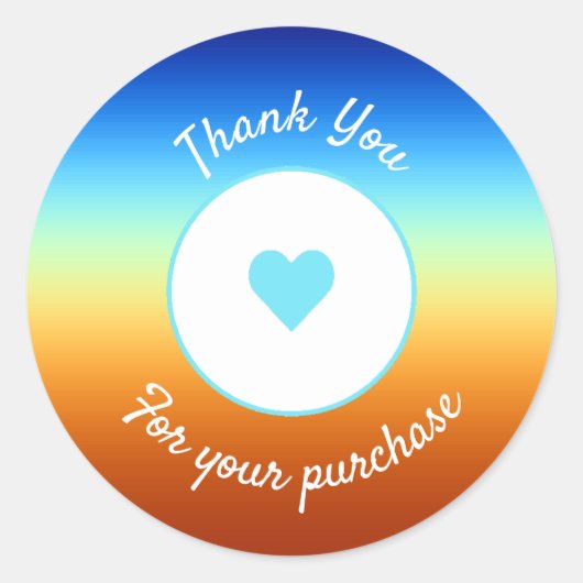 Rond Sticker Coeur Merci d'affaires Couleurs Sunrise (Devant)
