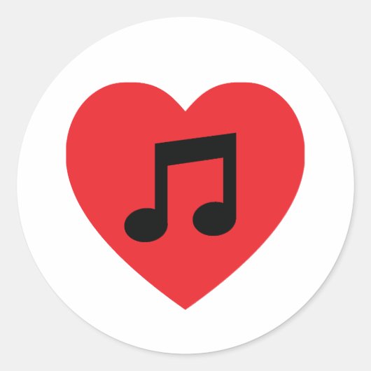 Rond Sticker Coeur note de musique (Devant)