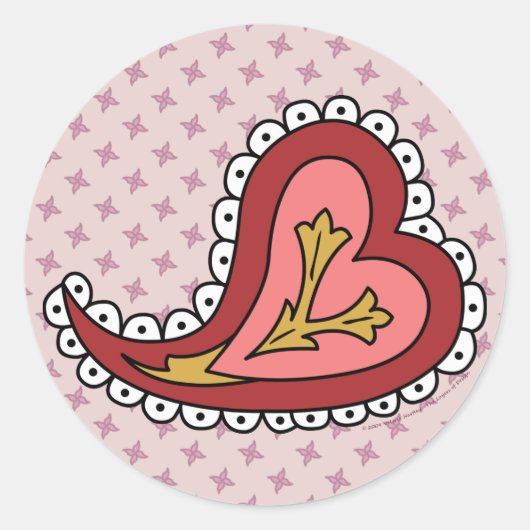 Rond Sticker Coeur Paisley (Devant)