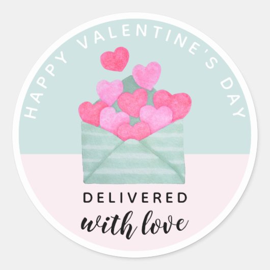 Rond Sticker Coeurs Enveloppe Saint-Valentin (Devant)