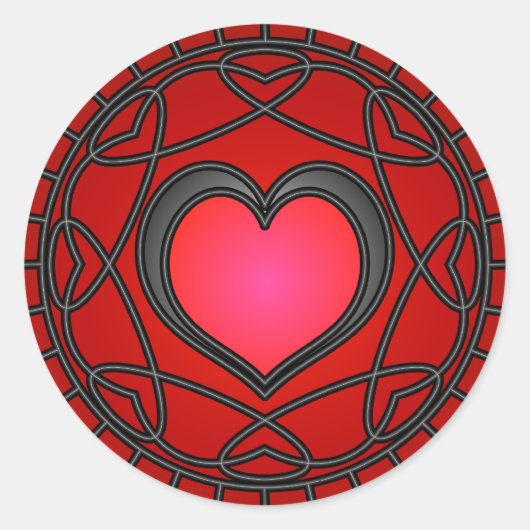 Rond Sticker Coeurs et Flèches Noirs/Rouges (Devant)