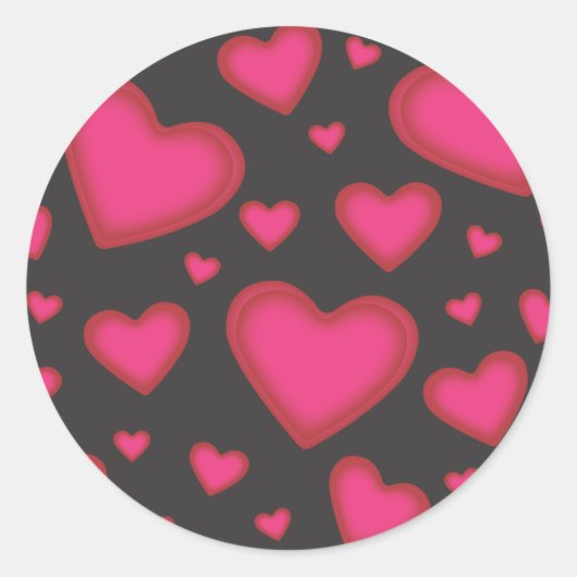 Rond Sticker Coeurs Valentin rose (Devant)