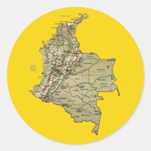 Rond Sticker Colombie Map (Devant)