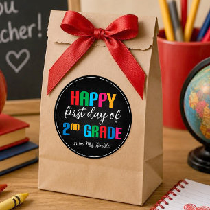 Rond Sticker Coloré Chalkboard 2e année scolaire
