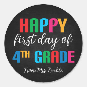 Rond Sticker Coloré Chalkboard 4e année scolaire