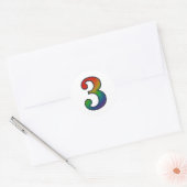 Rond Sticker coloré numéro trois (Enveloppe)