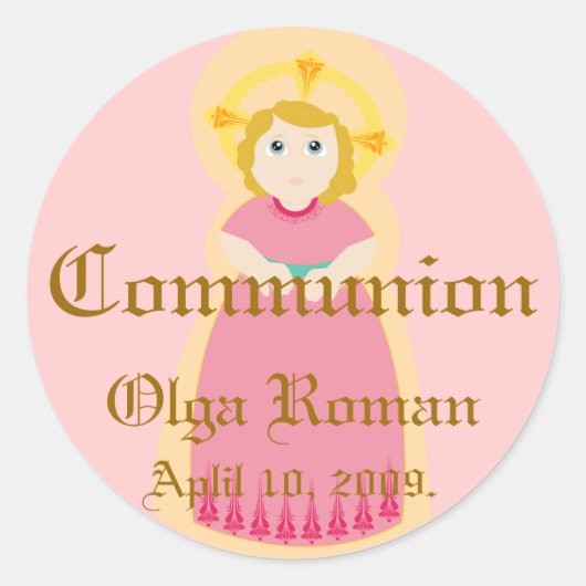 Rond Sticker Communion Personnaliser (Devant)