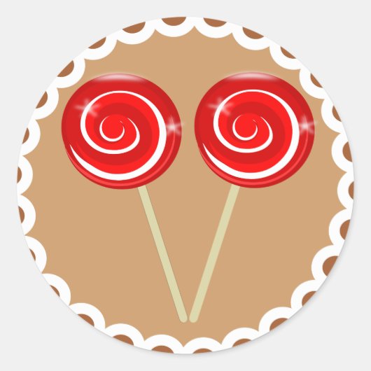 Rond Sticker Cookie de Noël Peppermenthe Lollipop (Devant)