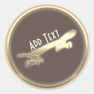 Rond Sticker cool de Skateboard Gold Personnalisé