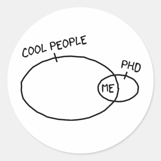 Rond Sticker cool PhD (Devant)