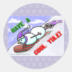 Rond Sticker cool Yule Snowman