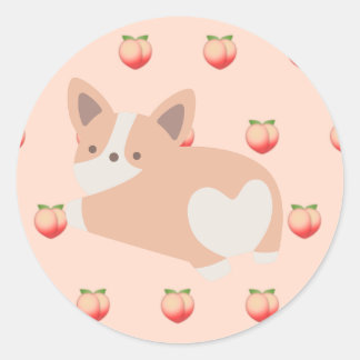 Rond Sticker Corgi Peach