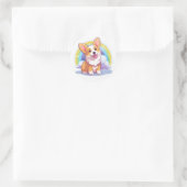 Rond Sticker Corgi souriant (Sac)