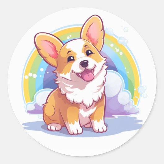 Rond Sticker Corgi souriant (Devant)