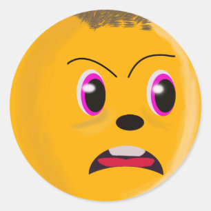 Rond Sticker couleur or face triste