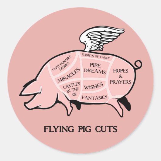 Rond Sticker Coupe Pig Flying (Devant)