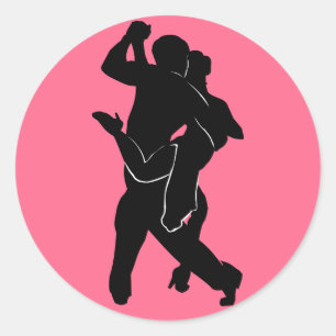 Rond Sticker Couple Dancers Tango - Couleurs Personnali