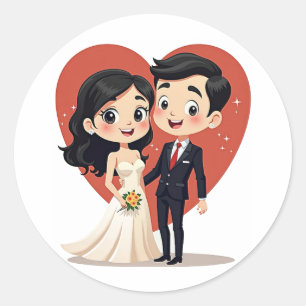 Rond Sticker Couple du jour du mariage