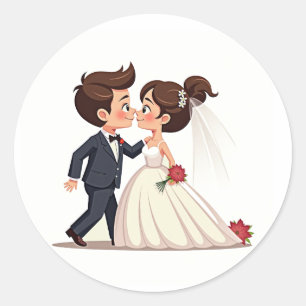 Rond Sticker Couple Mariage mignon