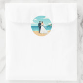Rond Sticker couple mariage plage (Sac)