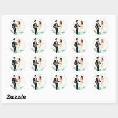 Rond Sticker couple mariage plage (Feuille)