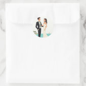 Rond Sticker couple mariage plage (Sac)