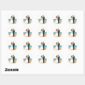 Rond Sticker couple mariage plage (Feuille)