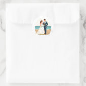Rond Sticker couple mariage plage (Sac)