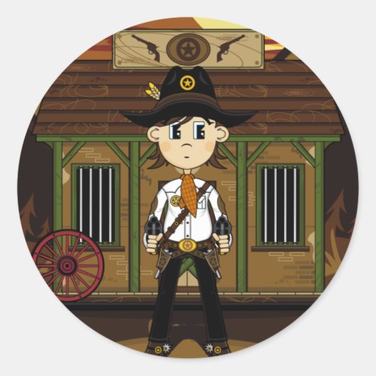 Rond Sticker Cowboy Sheriff à la prison (Devant)