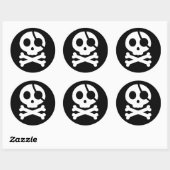 Rond Sticker crâne et os croisés (Feuille)