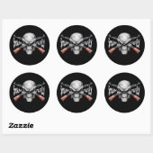 Rond Sticker crâne n' Guns (Feuille)
