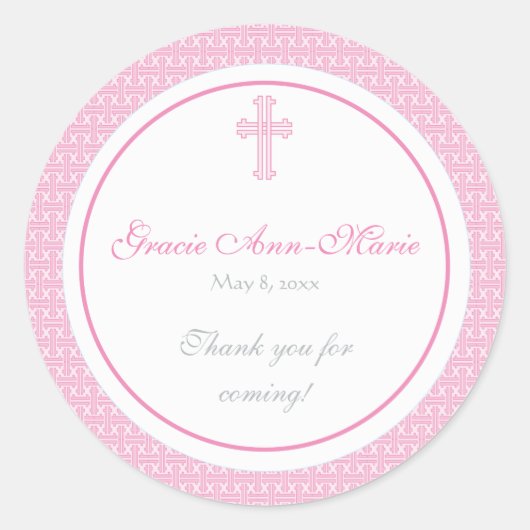 Rond Sticker croix rose/Étiquette de adresse de préfére (Devant)