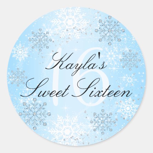 Rond Sticker Crystal Snow Winter Wonderland Sweet 16 (Devant)