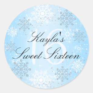 Rond Sticker Crystal Snow Winter Wonderland Sweet 16