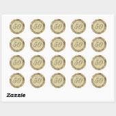 Rond Sticker Cupcake 50e Anniversaire d'or (Feuille)