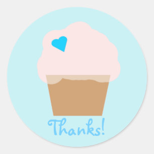 Rond Sticker Cupcake Bleu
