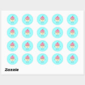 Rond Sticker Cupcake Cute Happy Cupcake Merci Favoriser (Feuille)