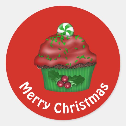 Rond Sticker Cupcake de Noël (Devant)