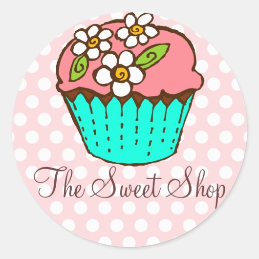 Rond Sticker Cupcake Fleurs (Devant)