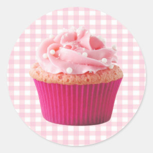 Rond Sticker Cupcake Rose