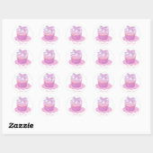 Rond Sticker Cupcake Rose ~ Merci (Feuille)