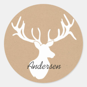Rond Sticker Customisé de Cerf Silhouette