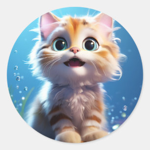 Rond Sticker Cute Kitten
