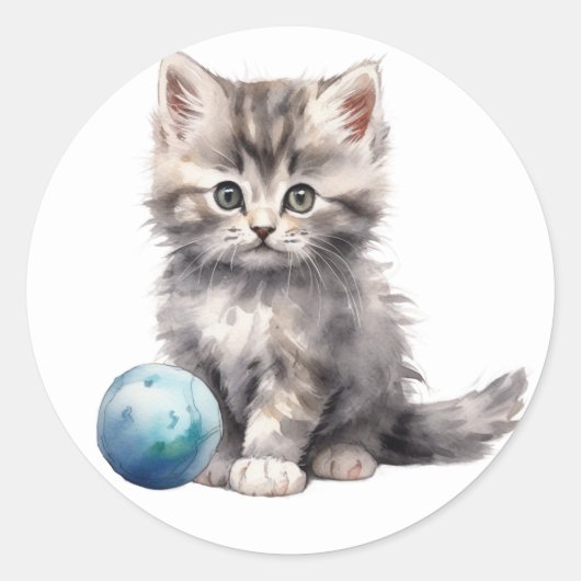 Rond Sticker Cute Kitten (Devant)